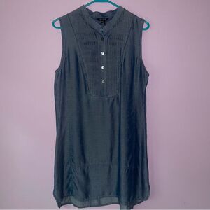 Nic+Zoe PM Tunic Dress Sleeveless Dark Chambray Pintuck Lyocell